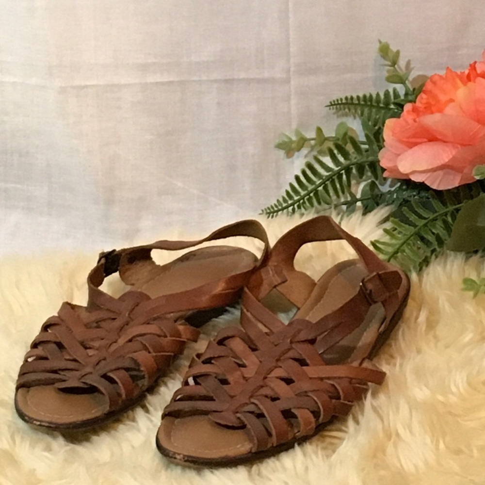 Huarache Style Slingback Sandals Genuine Leather